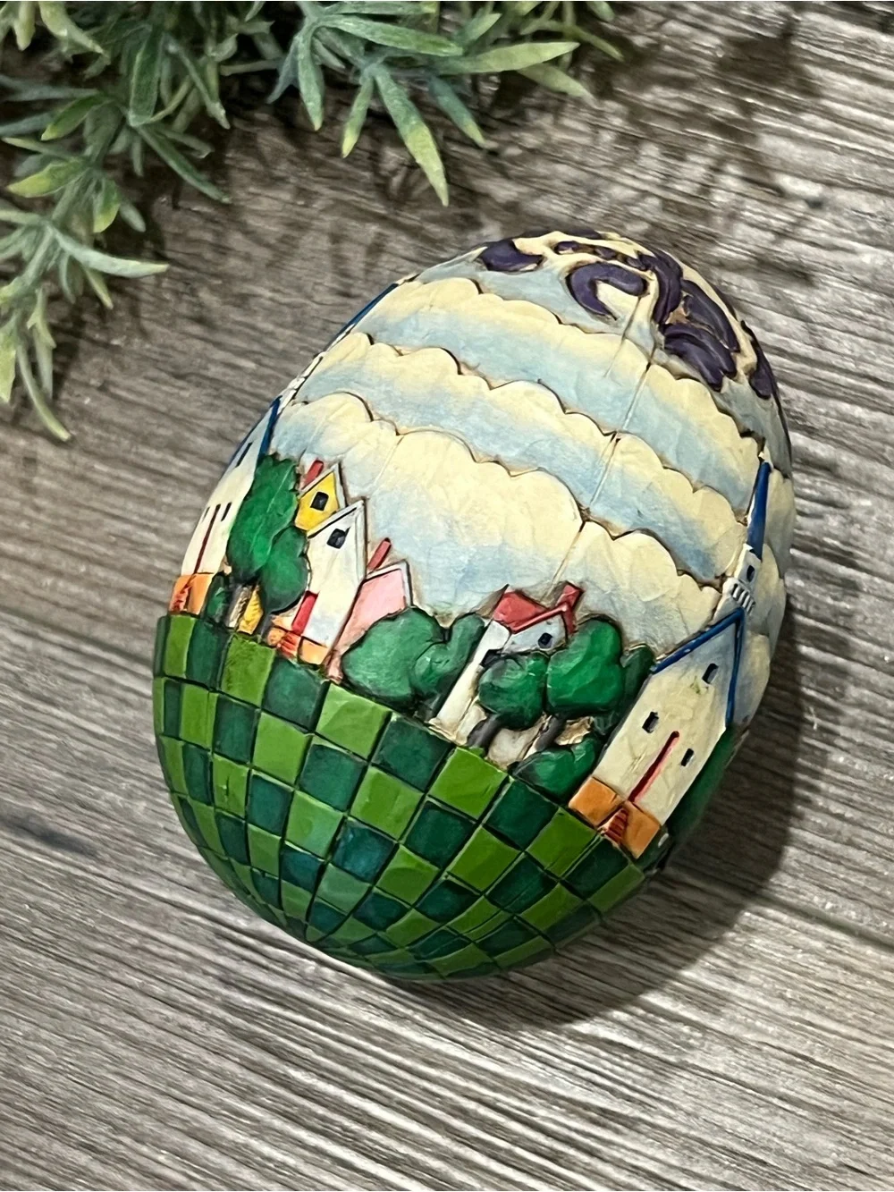 Jim Shore Wood‎ Carved Egg Heartwood Creek Church Lighthouse Landscape